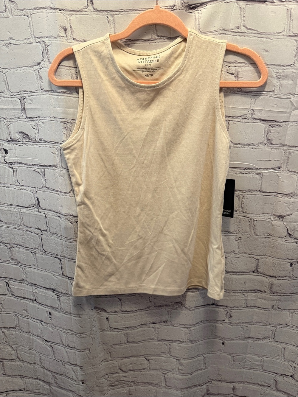 Adrienne Vittadini Light Cream Ribbed Sleeveless Tank
